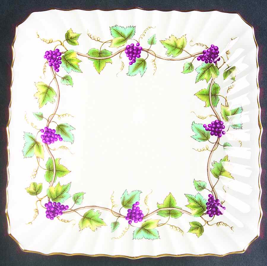 Bacchanal (Cream Background) 9" Square Cake Plate by Royal Worcester-1