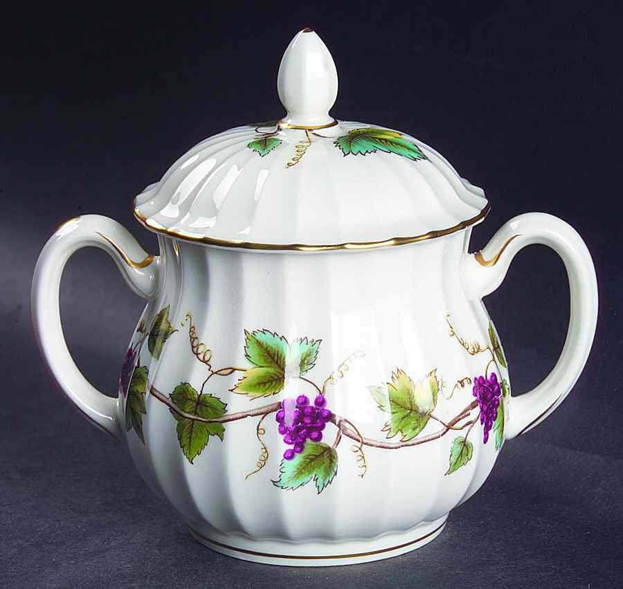 Bacchanal (Cream Background) Sugar Bowl & Lid by Royal Worcester-1