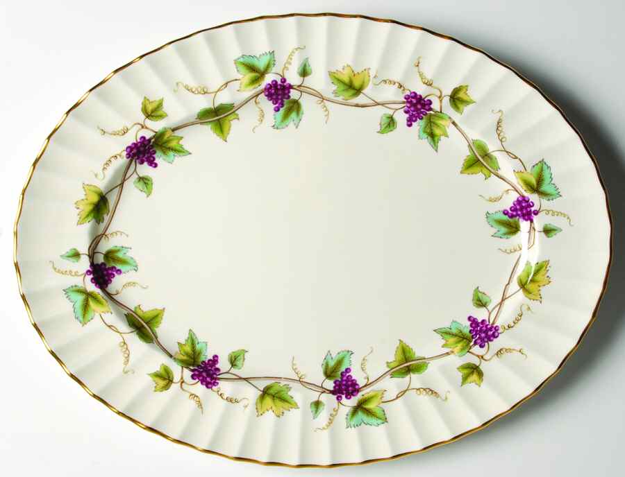 Bacchanal (Cream Background) 13" Oval Serving Platter by Royal Worcester-1
