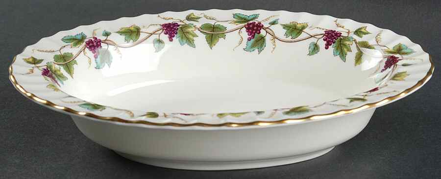 Bacchanal (Cream Background) 10" Oval Vegetable Bowl by Royal Worcester-1