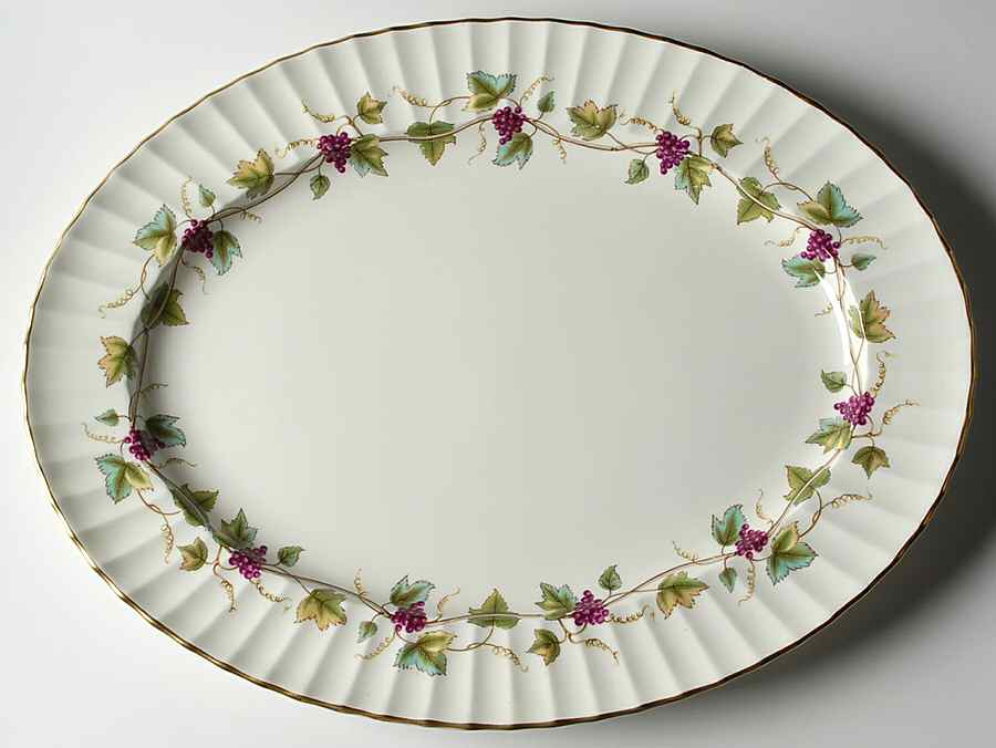 Bacchanal (Cream Background) 17" Oval Serving Platter by Royal Worcester-1