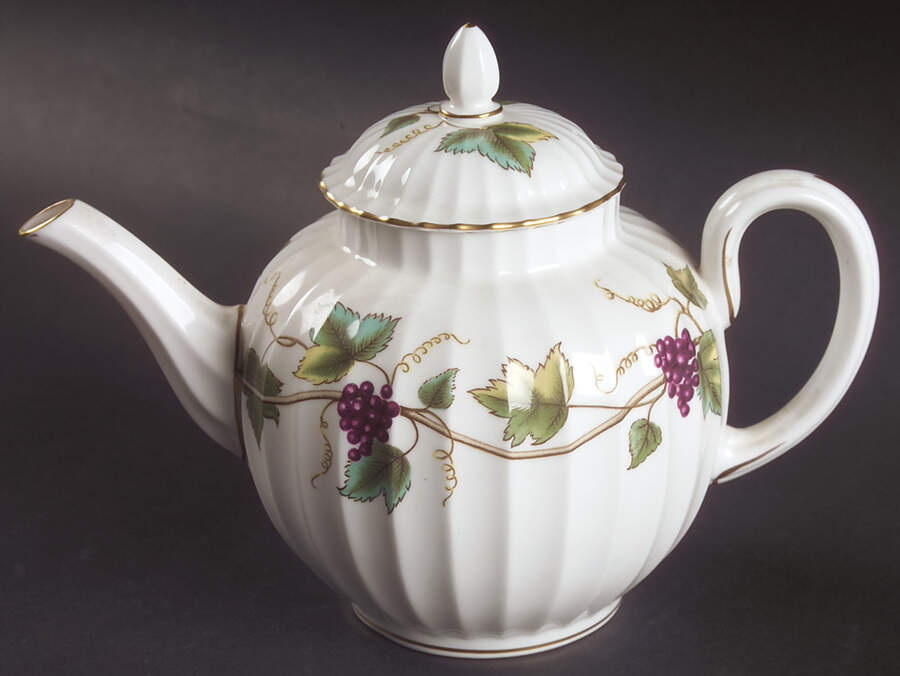 Bacchanal (White Background) Small Teapot & Lid by Royal Worcester-1