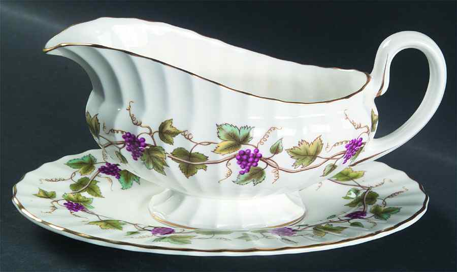 Bacchanal (White Background) Gravy Boat & Underplate by Royal Worcester-1