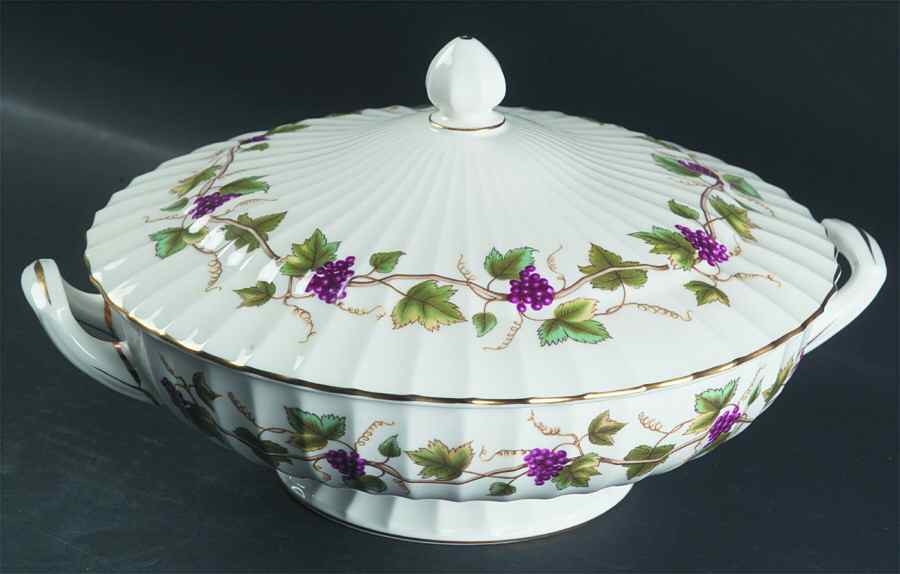 Bacchanal (White Background) Round Covered Vegetable by Royal Worcester-1