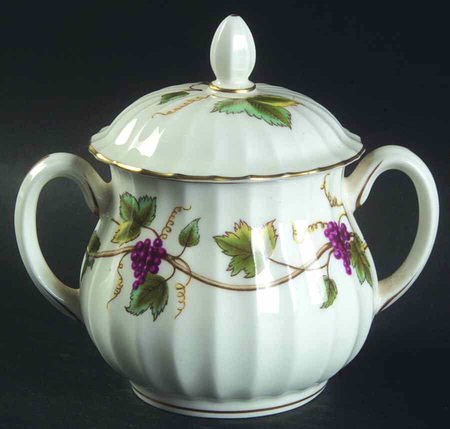 Bacchanal (White Background) Sugar Bowl & Lid by Royal Worcester-1