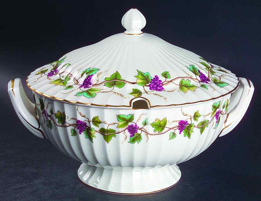 Bacchanal (White Background) Tureen &  Lid by Royal Worcester-1