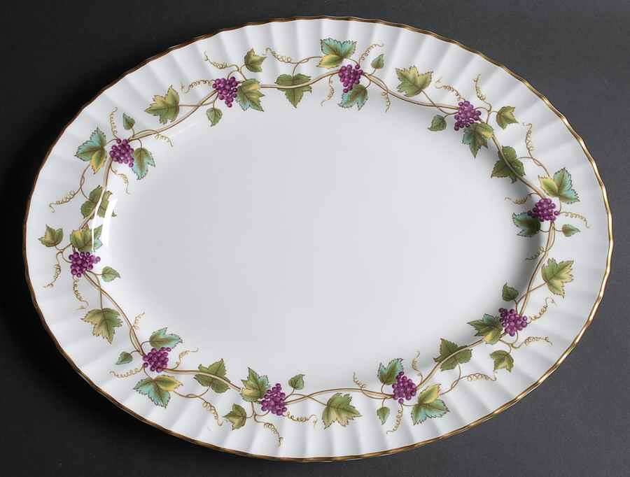 Bacchanal (White Background) 15" Oval Serving Platter by Royal Worcester-1