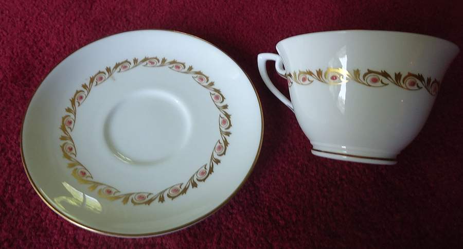 Baguette Coral Footed Cup & Saucer Set by Royal Worcester-1