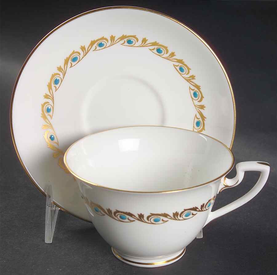 Baguette Turquoise Footed Cup & Saucer Set by Royal Worcester-1