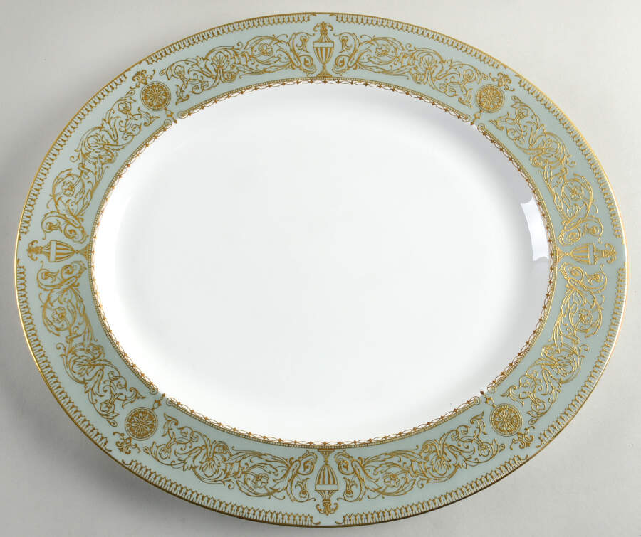 Balmoral Green 17" Oval Serving Platter by Royal Worcester-1