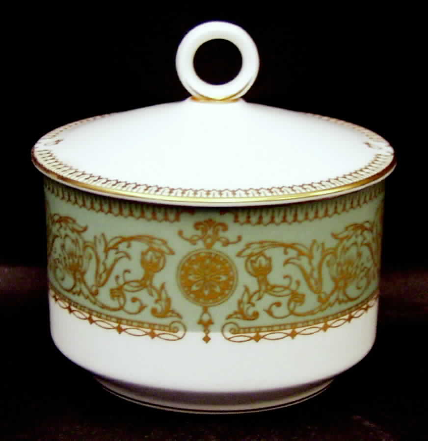 Balmoral Green Sugar Bowl & Lid by Royal Worcester-1