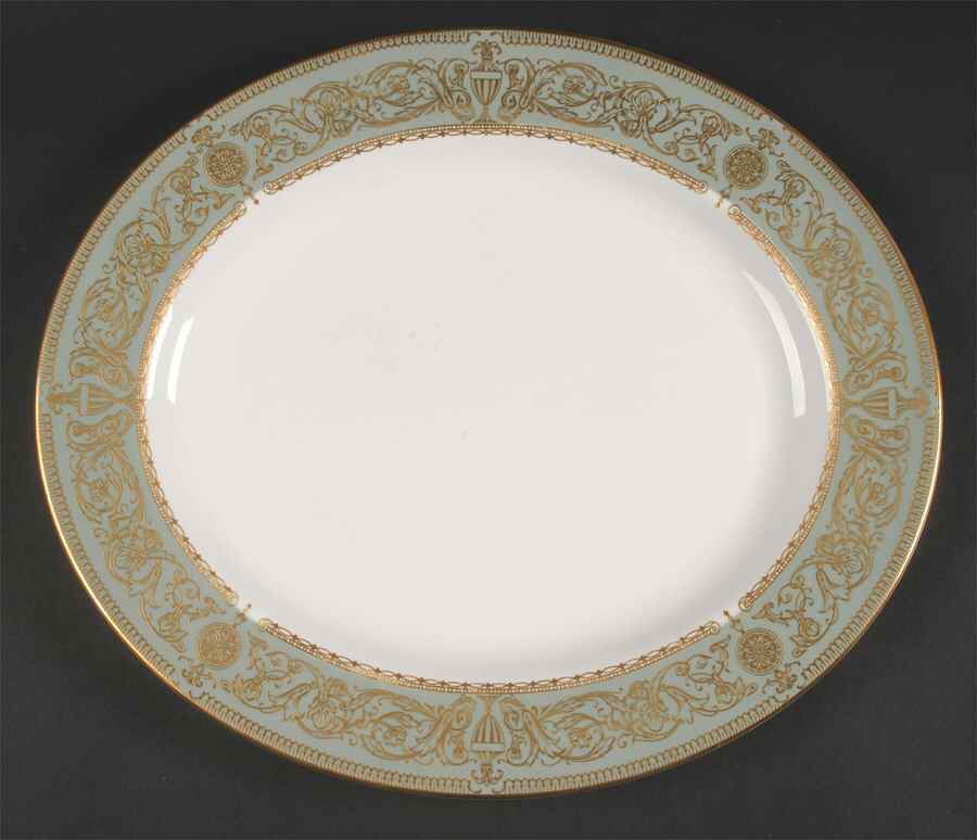 Balmoral Green 13" Oval Serving Platter by Royal Worcester-1