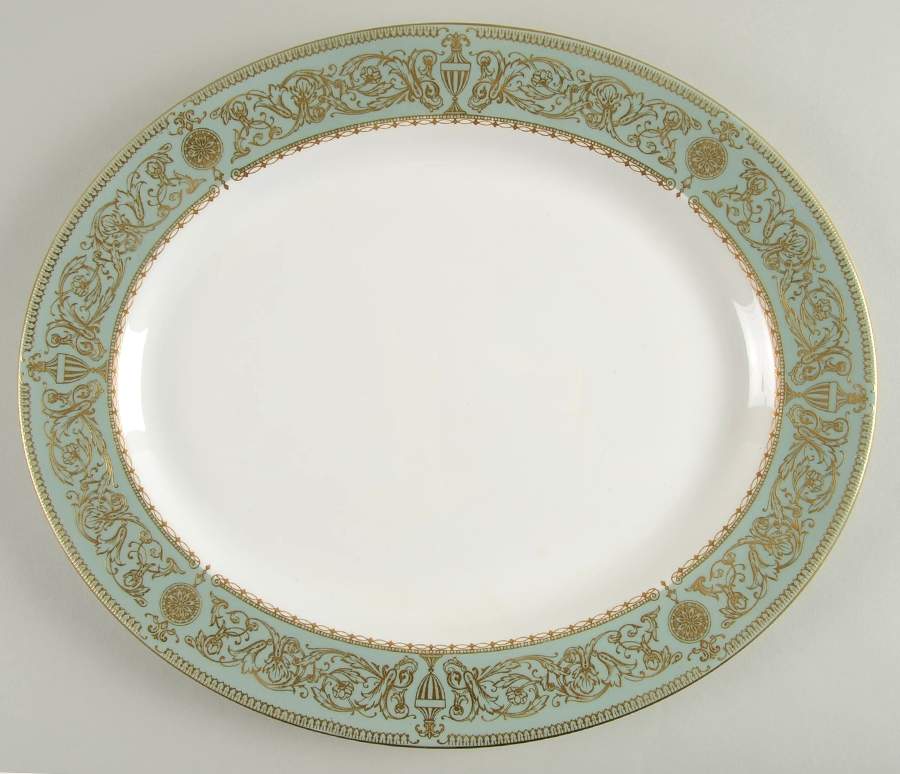 Balmoral Green 15" Oval Serving Platter by Royal Worcester-1