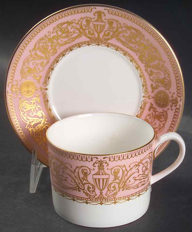 Balmoral Pink Flat Cup & Saucer Set by Royal Worcester-1