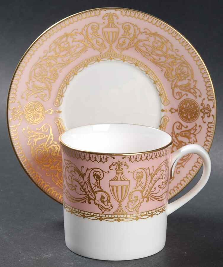 Balmoral Pink Flat Demitasse Cup & Saucer Set by Royal Worcester-1