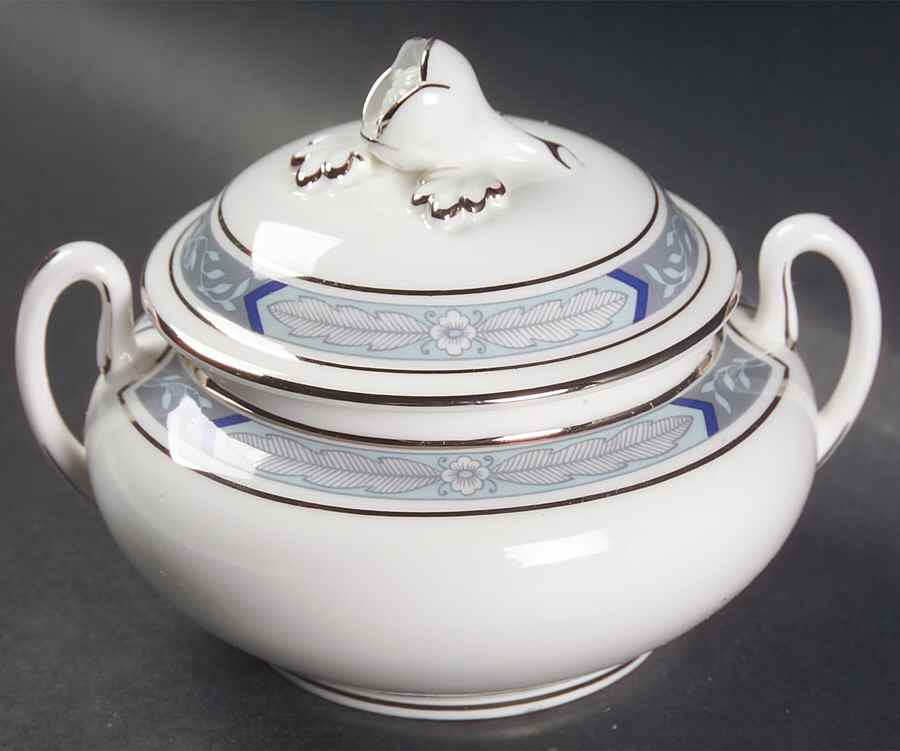 Beaufort Blue Sugar Bowl & Lid by Royal Worcester-1