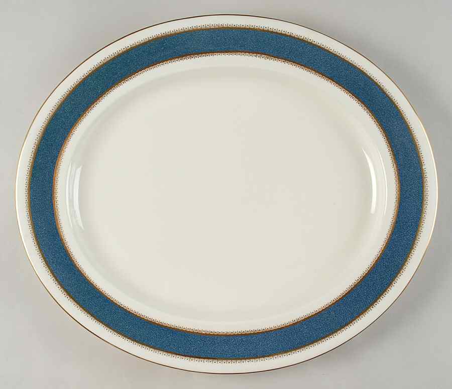 Belvoir Blue 17" Oval Serving Platter by Royal Worcester-1
