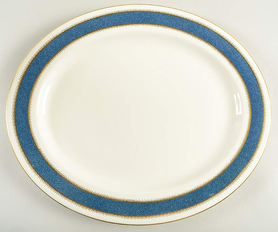 Belvoir Blue 15" Oval Serving Platter by Royal Worcester-1