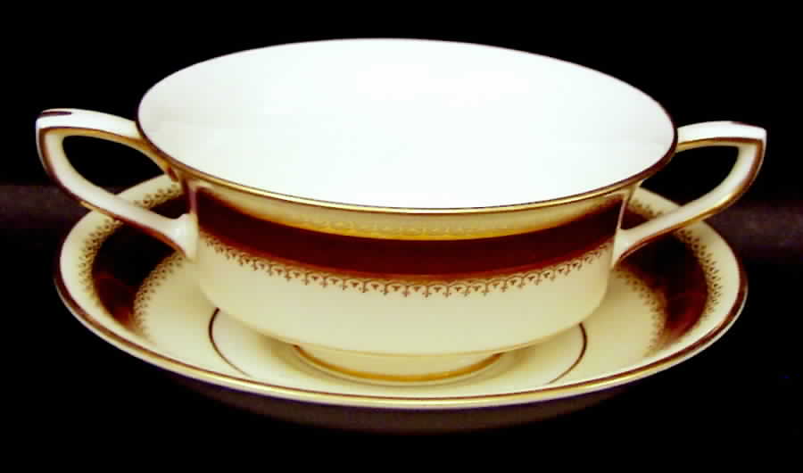 Belford Footed Cream Soup Bowl & Saucer Set by Royal Worcester-1