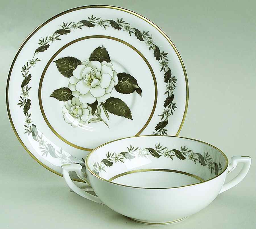 Bernina Flat Cream Soup Bowl & Saucer Set by Royal Worcester-1
