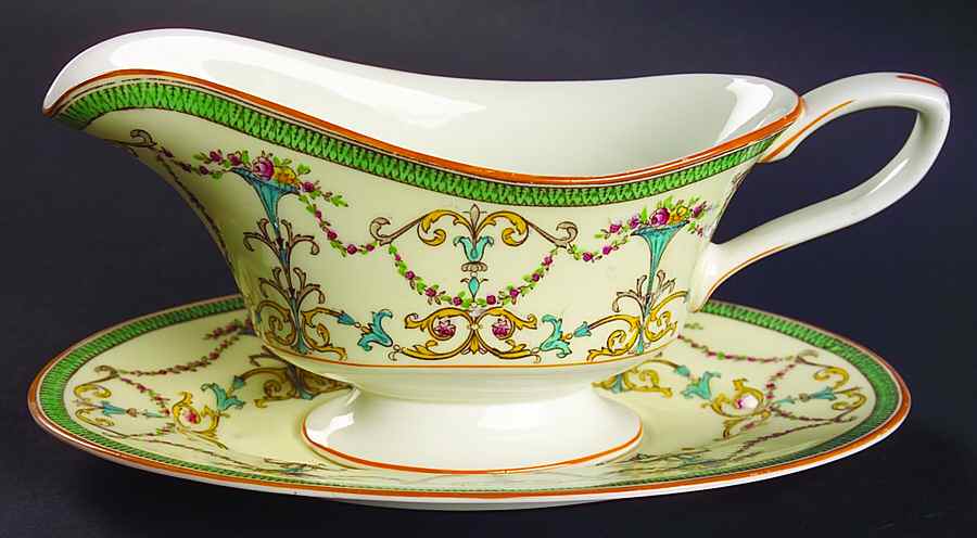 Bessborough Green Gravy Boat & Underplate by Royal Worcester-1