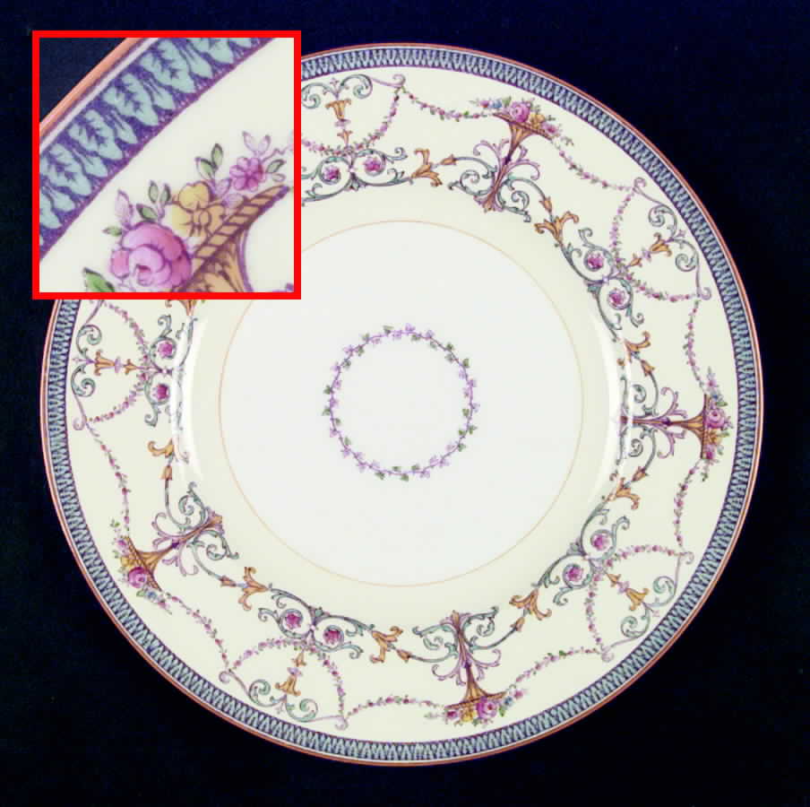 Bessborough Blue (Z715-3 Lt Blue Band, Floral) Dinner Plate by Royal Worcester-1