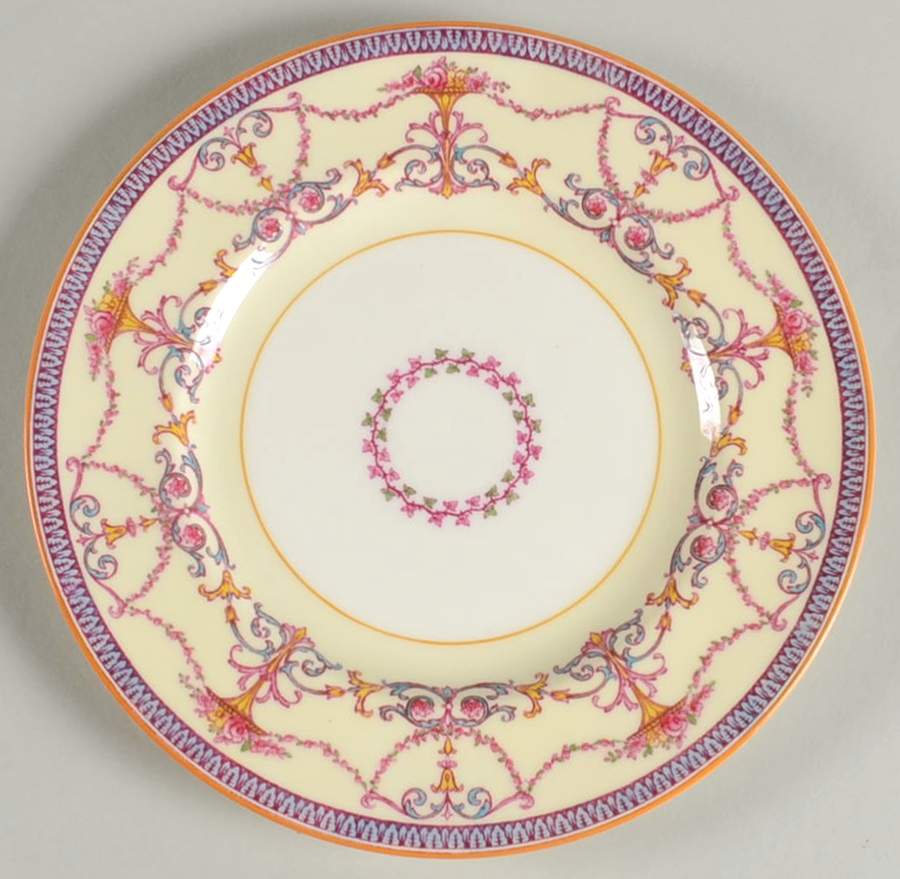 Bessborough Blue (Z715-3 Lt Blue Band, Floral) Salad Plate by Royal Worcester-1