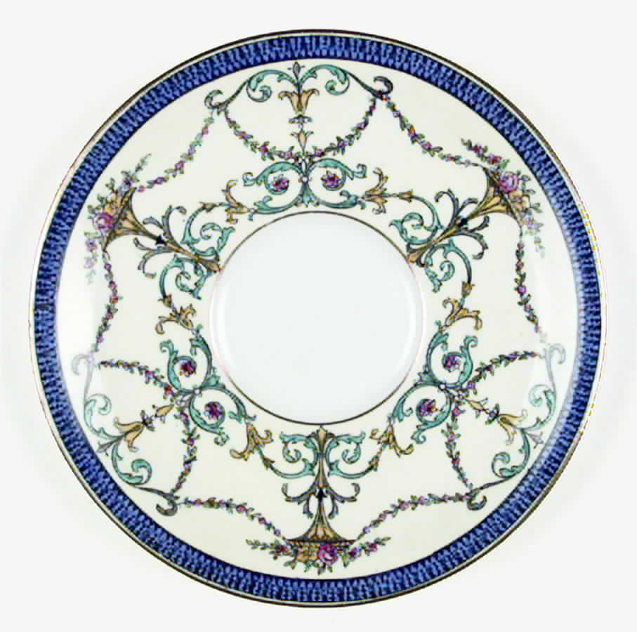 Bessborough Blue (Z809-2 Dark Blue Band, Floral) Saucer by Royal Worcester-1