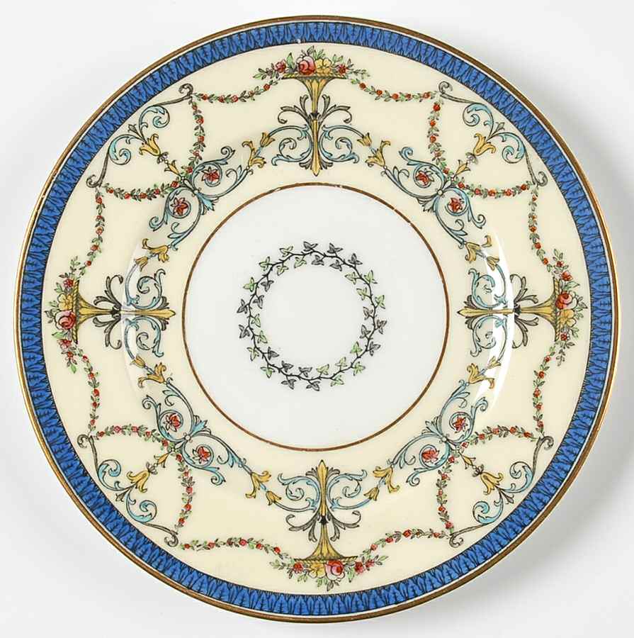 Bessborough Blue (Z809-2 Dark Blue Band, Floral) Bread & Butter Plate by Royal Worcester-1