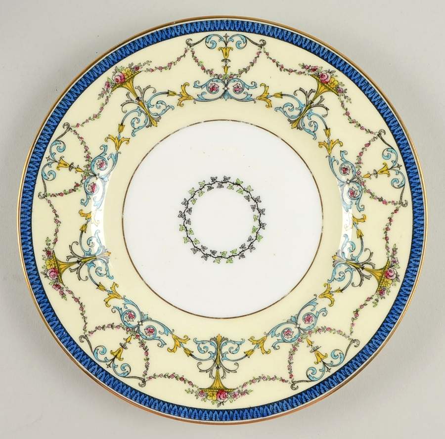 Bessborough Blue (Z809-2 Dark Blue Band, Floral) Salad Plate by Royal Worcester-1