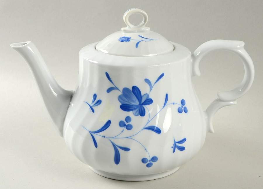 Blue Bow Teapot & Lid by Royal Worcester-1