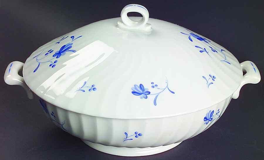 Blue Bow Round Covered Vegetable by Royal Worcester-1