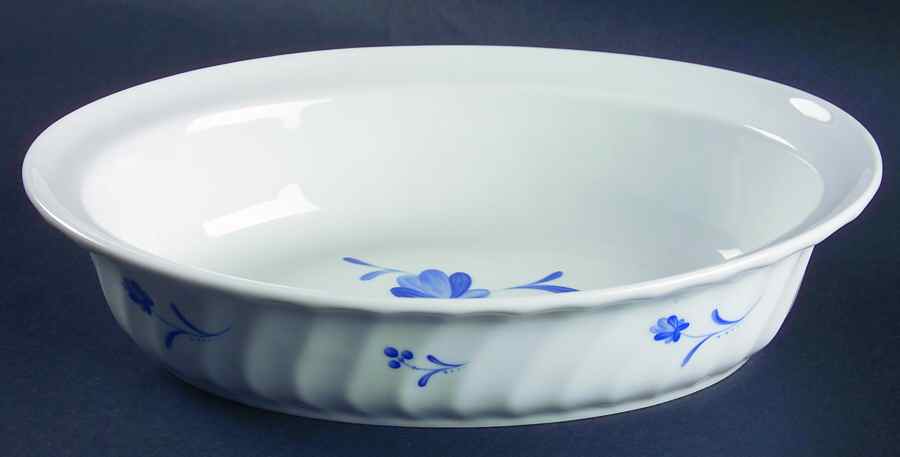 Blue Bow 10" Oval Vegetable Bowl by Royal Worcester-1