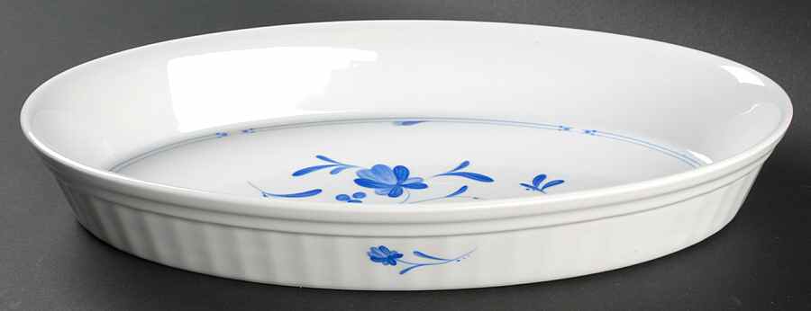 Blue Bow 12'' Oval Baker by Royal Worcester-1