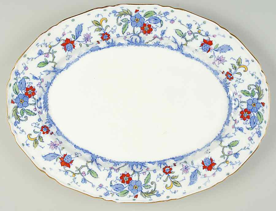 Blue Chelsea 15" Oval Serving Platter by Royal Worcester-1