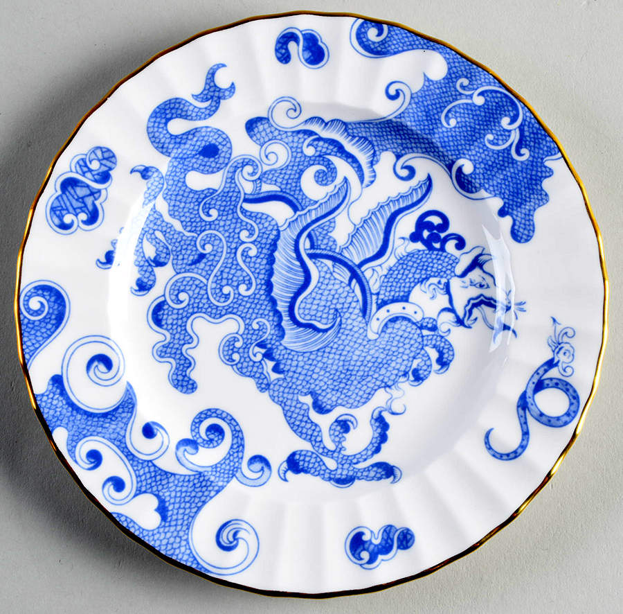 Blue Dragon (Warmstry, Fluted) Dessert/Pie Plate by Royal Worcester-1