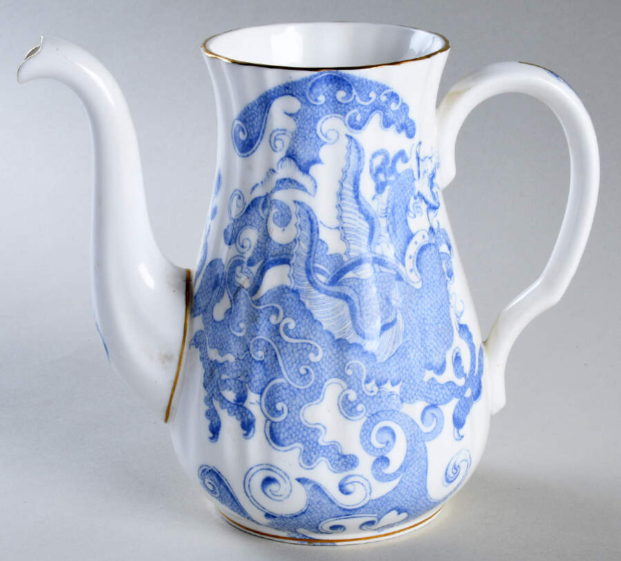 Blue Dragon (Warmstry, Fluted) Small Coffee Pot No Lid by Royal Worcester-1