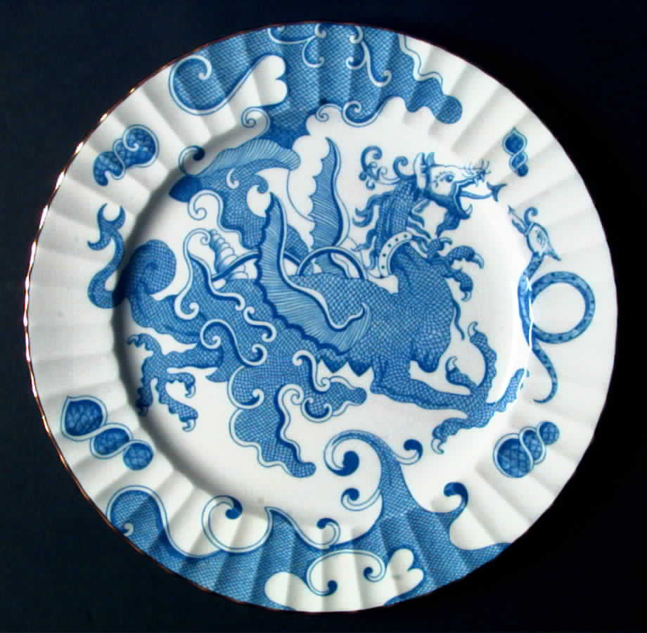 Blue Dragon (Warmstry, Fluted) Dinner Plate by Royal Worcester-1