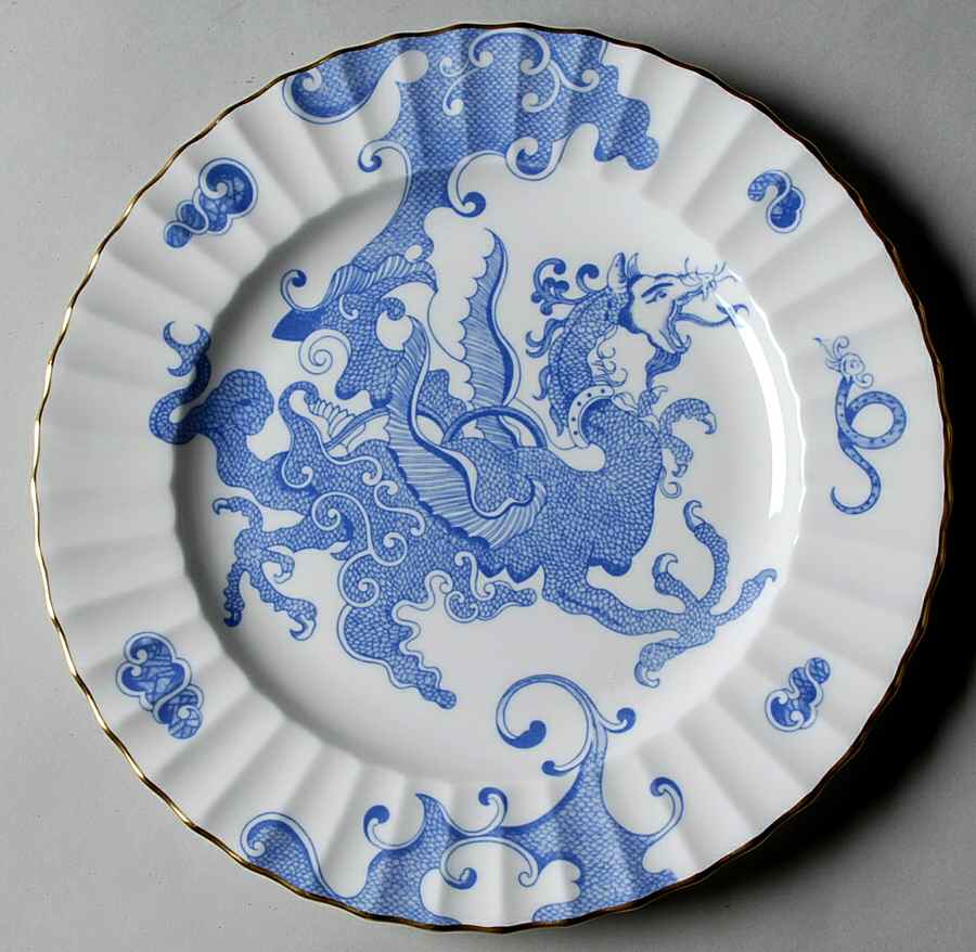Blue Dragon (Warmstry, Fluted) Luncheon Plate by Royal Worcester-1