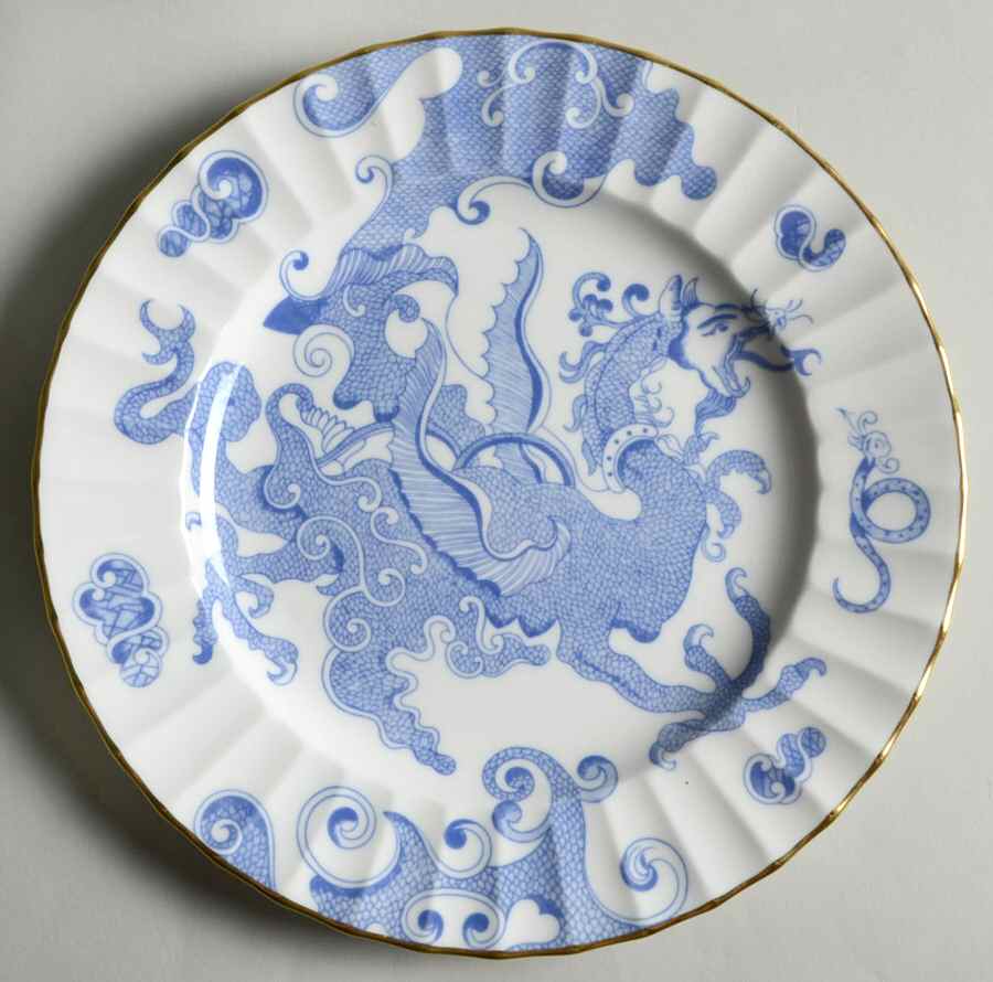 Blue Dragon (Warmstry, Fluted) Salad Plate by Royal Worcester-1