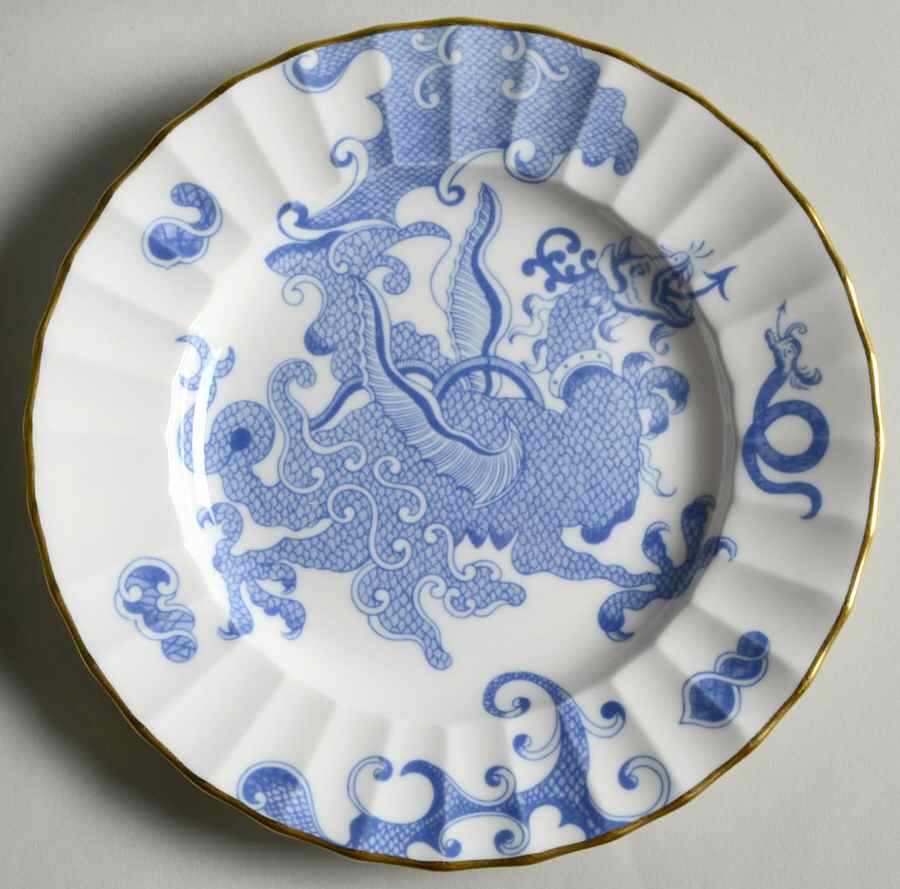 Blue Dragon (Warmstry, Fluted) Bread & Butter Plate by Royal Worcester-1
