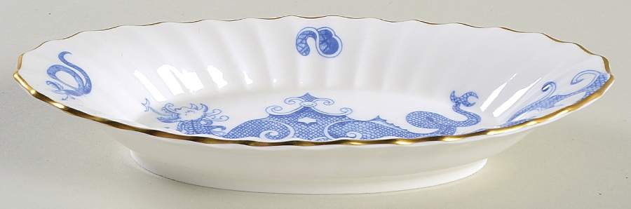 Blue Dragon (Warmstry, Fluted) Pickle Dish by Royal Worcester-1