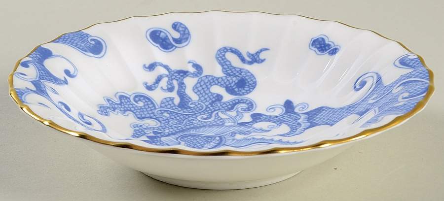 Blue Dragon (Warmstry, Fluted) Fruit/Dessert (Sauce) Bowl by Royal Worcester-1