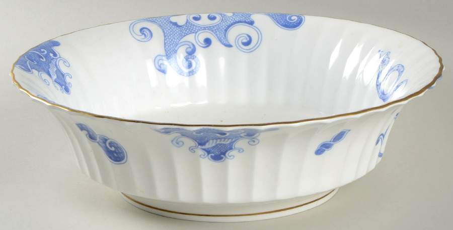 Blue Dragon (Warmstry, Fluted) 9" Round Vegetable Bowl by Royal Worcester-1