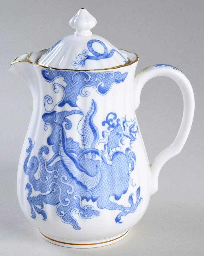 Blue Dragon (Coburg, Semiscalloped) Hot Water Jug & Lid by Royal Worcester-1