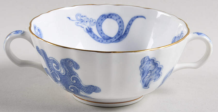 Blue Dragon (Coburg, Semiscalloped) Flat Cream Soup Bowl by Royal Worcester-1