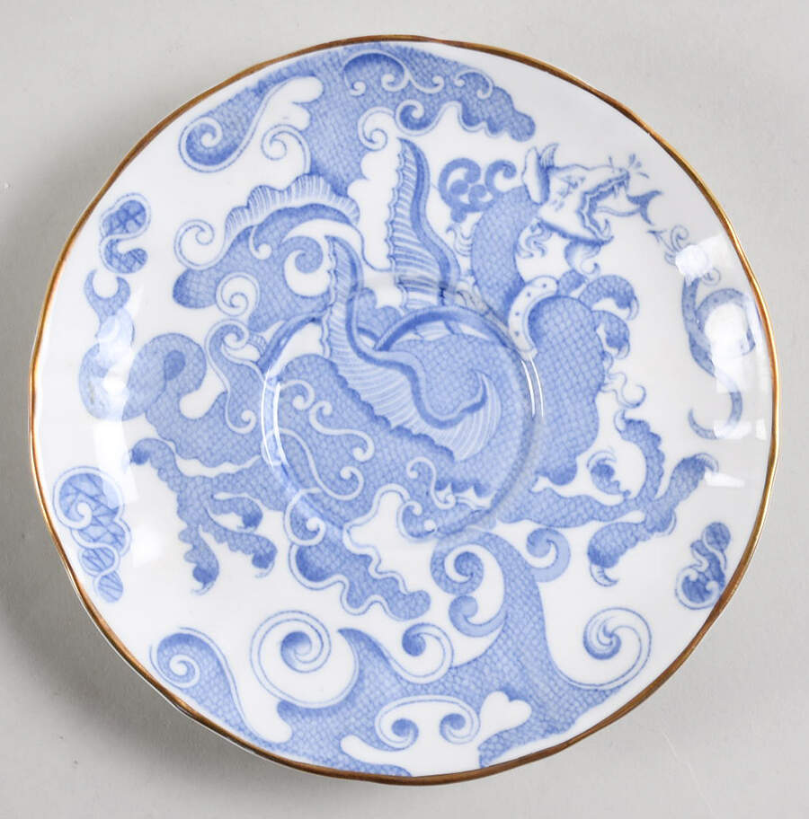 Blue Dragon (Coburg, Semiscalloped) Saucer for Cream Soup Bowl by Royal Worcester-1