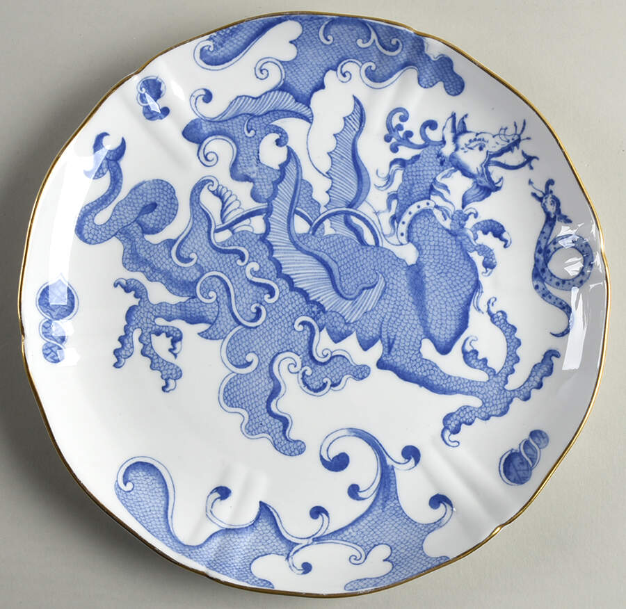 Blue Dragon (Coburg, Semiscalloped) Cake Plate by Royal Worcester-1