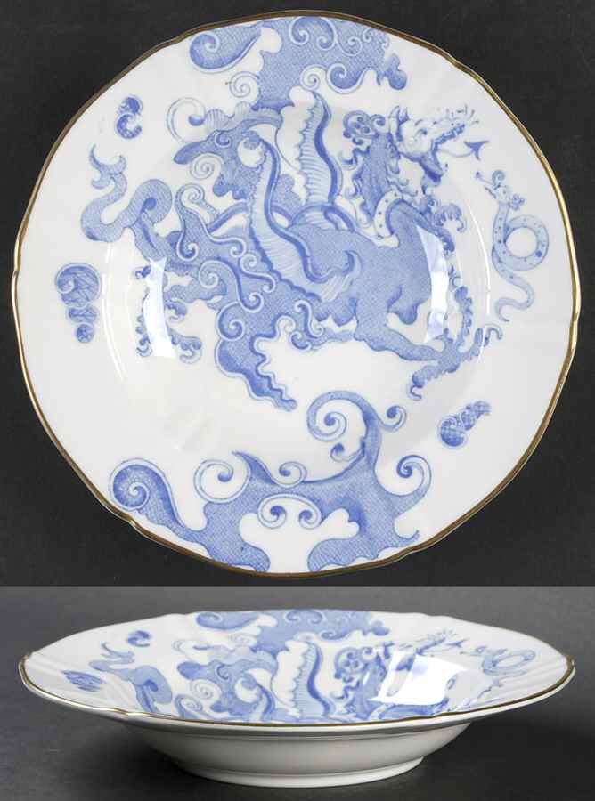 Blue Dragon (Coburg, Semiscalloped) Rim Soup Bowl by Royal Worcester-1
