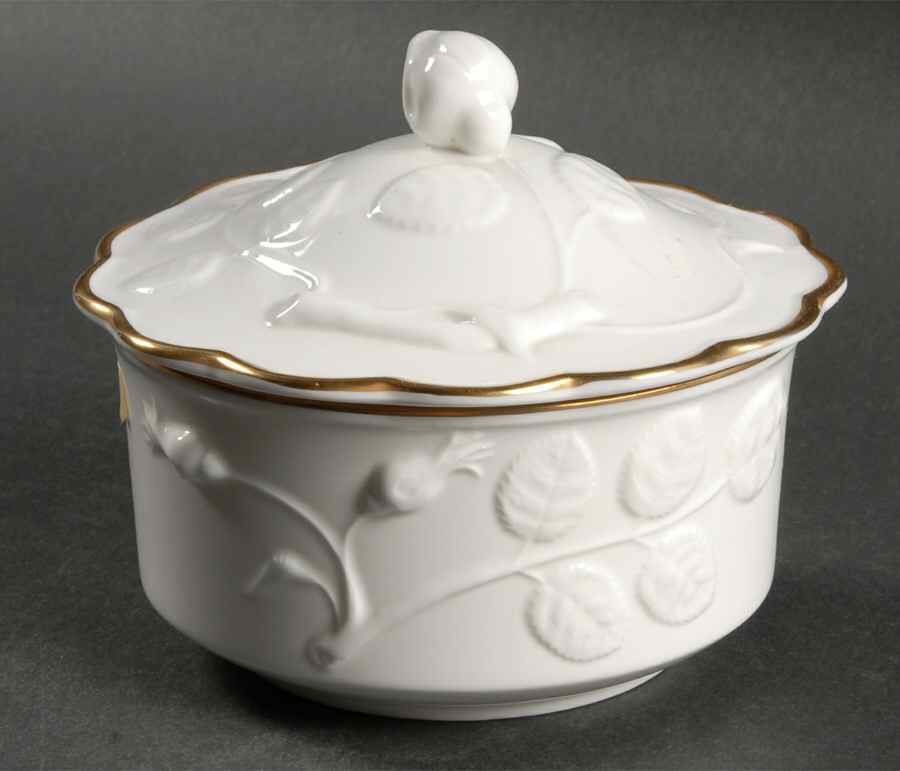Blind Earl (Raise Design Allwhite) Candy Box & Lid by Royal Worcester-1